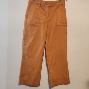 Nicole Miller New York Burned Orange Cropped Wide Leg Utility Pants Sz 10